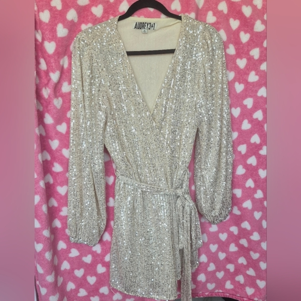 Audrey 3+1 Silver Long Sleeve Dress